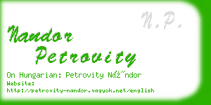 nandor petrovity business card